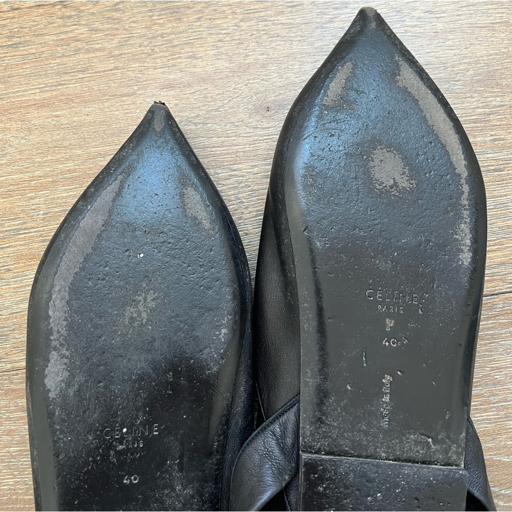 CELINE pointy-toe leather ballet flats with ankle tie knot in Black | size EU 40 - Picture 5 of 5